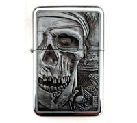 Accendino a Benzina Con Grafica in Rilievo Antichizzata Vintage