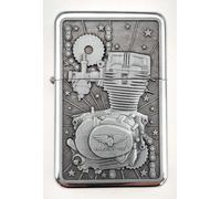 Accendino a Benzina Con Grafica in Rilievo Antichizzata Vintage