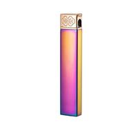 Accendino a butano antivento con fiamma regolabile, accendino a fiamma libera con mola ultra fine, adatto for campeggio con candele, regalo for uomo (butano non incluso)(Purple)