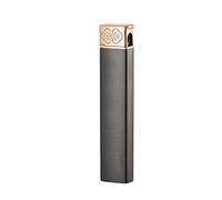 Accendino a butano antivento con fiamma regolabile, accendino a fiamma libera con mola ultra fine, adatto for campeggio con candele, regalo for uomo (butano non incluso)(Gray)