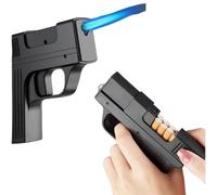 Accendino a butano con custodia for sigarette, 2 in 1, contiene 10 sigarette, butano ricaricabile, accendino a fiamma a getto antivento, resistente all'umidità, impermeabile e antiurto, regalo for uom