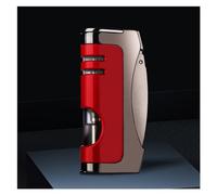 Accendino a butano, torcia a getto in metallo antivento, accendini ricaricabili a butano con finestra visibile, perforatore di sigari, fiamma regolabile (gas non incluso) (Color : Red)