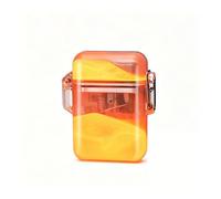 Accendino a butano trasparente e multifunzionale, dotato di blocco di sicurezza e fiamma regolabile. Ideale per viaggi e campeggio. Un regalo perfetto anche per gli uomini.(Orange1)