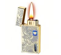 Accendino a cherosene a induzione intelligente in metallo con coperchio ribaltabile, interruttore one-touch, controllo vocale, gravità, flusso d'aria, cinque metodi di accensione tramite tocco, accend