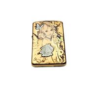 Accendino a cherosene antivento con stampa bifacciale, accendino retrò in rame puro, piacevole suono di avvio, accensione a mola, regalo for il padre (cherosene non incluso)(Brass)
