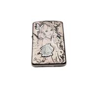 Accendino a cherosene antivento con stampa bifacciale, accendino retrò in rame puro, piacevole suono di avvio, accensione a mola, regalo for il padre (cherosene non incluso)(White copper)