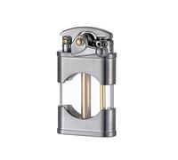 Accendino a cherosene antivento e impermeabile, accendino for sigari, con contenitore trasparente Accendino in metallo a pietra focaia con ruota vintage, regalo da collezione, barbecue, gadget da uomo