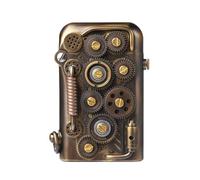 Accendino a cherosene in ottone classico e retrò, accensione automatica, ricaricabile, meccanico, ingranaggi collegati, Thorens Steampunk - Spirale dell’Abisso