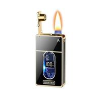 Accendino a cherosene intelligente antivento con fiamma morbida, molteplici metodi di accensione a induzione, accendino portatile in metallo riutilizzabile, adatto for la collezione,(Black)