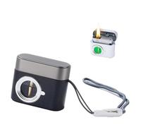 Accendino a cherosene intelligente controllato da voce, Accendino a trincea retrò, quattro metodi di accensione, con serbatoio di carburante trasparente adatto per il campeggio all'aperto. (Nero)