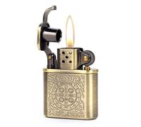 Accendino a cherosene Rocker retrò con mola, corpo in rame puro e design antivento a 10 fori, comodo da trasportare, carburante ricaricabile, adatto for uso interno ed esterno (carburante non incluso)