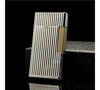 Accendino a cherosene ultrasottile con apertura a ribalta, fiamma morbida, accensione laterale, materiale metallico, portatile, adatto come regalo for uomini o mariti(Silver)