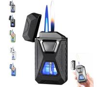 Accendino a doppia fiamma attivato dalla voce (butano non incluso), ricaricabile tramite USB, antivento, ricaricabile con finestra visibile, accendino intelligente a induzione ad attivazione vocale