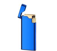 Accendino a Fiamma Morbida, Accendini Ricaricabili, Accendino a Pietra Focaia Accendino Portatile Sottile Fiamma Regolabile, Regali di Compleanno for Uomini Papà Marito (Senza Gas) (Color : Blue)