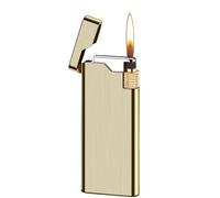 Accendino a Fiamma Morbida, Accendini Ricaricabili, Accendino a Pietra Focaia Accendino Portatile Sottile Fiamma Regolabile, Regali di Compleanno for Uomini Papà Marito (Senza Gas) (Color : Gold)