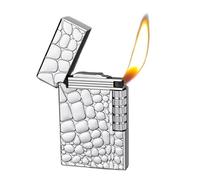 Accendino a fiamma morbida Accendino a fiamma tradizionale Accendino for sigari Dimensioni della fiamma regolabili Adatto come regalo Candela for barbecue for pesca all'aperto(Silver)