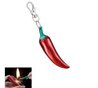 Accendino a forma di peperoncino rosso con diecimila fiammiferi, accendino a forma di peperoncino, accendino a forma di fiammifero riutilizzabile, accendino a forma di peperoncino in metallo unico, po