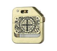 Accendino a kerosene retrò, realizzato a mano, inciso su entrambi i lati, accensione automatica con un solo pulsante, riutilizzabile, adatto for il collezionismo e l'uso aziendale (oro).(Brass)