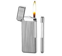 Accendino a sezione sottile Accendini a fiamma morbida gonfiabili a butano, accendino in metallo con accensione a slittamento laterale, accendino a gas da donna con mini striscia lunga con coperchio r