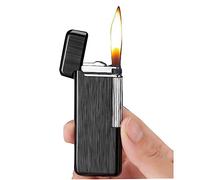 Accendino a sezione sottile Accendini a fiamma morbida gonfiabili a butano, accendino in metallo con accensione a slittamento laterale, accendino a gas da donna con mini striscia lunga con coperchio r