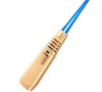 Accendino a torcia antivento ricaricabile in metallo - Accensione a 360°, blocco di sicurezza e fiamma blu intensa for candele da campeggio all'aperto (nero)(Gold)