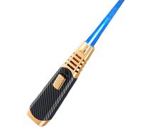 Accendino a torcia antivento ricaricabile in metallo - Accensione a 360°, blocco di sicurezza e fiamma blu intensa for candele da campeggio all'aperto (nero)(Black2)