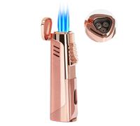 Accendino a torcia butano, accendisigari a tripla fiamma, accendino a gas riutilizzabile, accendino antivento, accendino butano tascabile, regalo for il padre degli uomini (gas butano non incluso) ( C