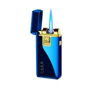 Accendino a torcia con fiamma ad arco elettrico 2 in 1, ricaricabile tramite butano, ricaricabile tramite USB for sigari, barbecue, fuochi d'artificio, candele, campeggio(Blue)
