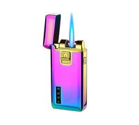 Accendino a torcia con fiamma ad arco elettrico 2 in 1, ricaricabile tramite butano, ricaricabile tramite USB for sigari, barbecue, fuochi d'artificio, candele, campeggio(Purple)