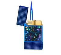 Accendino a torcia in metallo, antivento, ricaricabile, fiamma regolabile, portatile, for campeggio/falò, regalo for uomo (carburante non incluso)(Gold)
