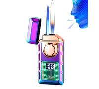 Accendino a torcia intelligente con controllo vocale - Accendini elettrici Accendino antivento a doppia fiamma Butano ricaricabile(Purple)