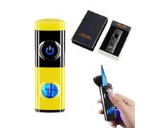 Accendino a torcia, ricaricabile a tripla fiamma butano, accensione con sensore touch, design antivento, ideale per uso interno/esterno, ottimo regalo per uomini, marito, padre