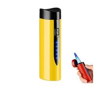 Accendino a tre fiamme blu dritte, ricaricabile a gas ed elettrico, corpo in metallo, ricarica Tyop-C, perforatore, accendino antivento in metallo(Yellow)