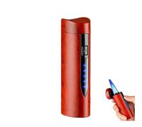 Accendino a tre fiamme blu dritte, ricaricabile a gas ed elettrico, corpo in metallo, ricarica Tyop-C, perforatore, accendino antivento in metallo(Red1)