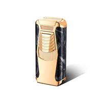 Accendino a tripla fiamma, ricaricabile a butano, antivento, corpo portatile in metallo, adatto for la raccolta all'aperto, regalo for uomo(A)