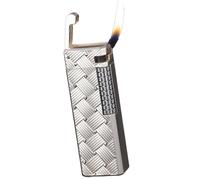 Accendino Accendini a Fiamma Morbida Accendino a Gas Ricaricabile al Butano, con Accessori for Fiamma Regolabili e Pietre Focaie, Regalo for Collezione/Sigaretta/Sigaro/Candela ( Color : Silver braide