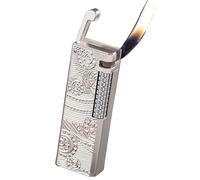 Accendino Accendini a Fiamma Morbida Accendino a Gas Ricaricabile al Butano, con Accessori for Fiamma Regolabili e Pietre Focaie, Regalo for Collezione/Sigaretta/Sigaro/Candela ( Color : Silver patter
