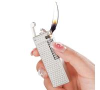 Accendino Accendini a Fiamma Morbida Accendino a Gas Ricaricabile al Butano, con Accessori for Fiamma Regolabili e Pietre Focaie, Regalo for Collezione/Sigaretta/Sigaro/Candela ( Color : Silver diamon