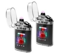 Accendino ad arco elettrico: 2 pezzi USB elettronico accendino tempesta elettrico ricaricabile, impermeabile Dual Arc Lighter con indicatore della batteria, regali per uomini e papà amici