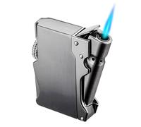 Accendino Antivento, Accendino Jet Flame Regolabile, Accendi Fiamma Gas Ricaricabile in Metallo, Regalo Per La Festa del Papà per Papà per Cucina, Griglia, Campeggio (Venduto Senza Gas)