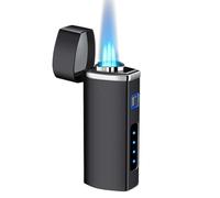 Accendino antivento al butano realizzato in metallo di alta qualità, con vano carburante di grande capacità, potente fiamma a getto, dimensione della fiamma regolabile, design portatile, adatto for il