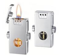 Accendino antivento intelligente in metallo al cherosene con comando vocale, 4 metodi di accensione, serbatoio 'olio trasparente, riutilizzabile, regalo di compleanno for uomo(Silver)