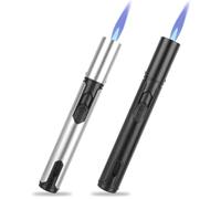 Accendino Antivento Jet Flame Lighter 2 Pacchi Accendino a Gas Butano Ricaricabile, Accendino Lunga per Cucina, Fuochi d'artificio, Campeggio, Barbecue, Camino, Regalo da Uomo (Senza Gas Butano)