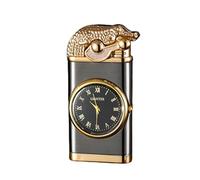 Accendino antivento Orologio vintage con lunetta Jet Flame Torch | Accendino ricaricabile antivento | Accendino gonfiabile con orologio elettrico | Fantastico accendino ricaricabile a doppia fiamma co
