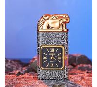 Accendino antivento vintage con lunetta for orologio, torcia a fiamma, 2024 nuovo accendino vintage antivento unico e cool, accendini vintage a forma di cavallo/tigre/drago, accendini a gas butano ric