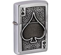 Accendino Antivento Zippo 49637 Asso Spade Uomo Metal Argento