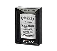 Accendino Antivento Zippo Satinato Con Scatola Regalo Incisione - Esterno