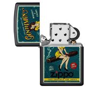 Zippo Accendino in ottone, design individuale, dimensioni tascabili, nero, normale
