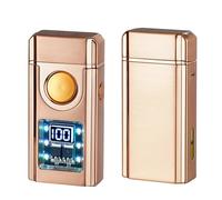 Accendino butano intelligente, 4 modalità di accensione, antivento, con display digitale della batteria, finestra del gas trasparente, gas butano ricaricabile(D)