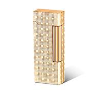 Accendino classico a butano con tappo a ribalta in metallo, accendino a fiamma obliqua, accensione a scorrimento laterale, combustibile ricaricabile, adatto for uomini e donne, regalo aziendale(Gold2)